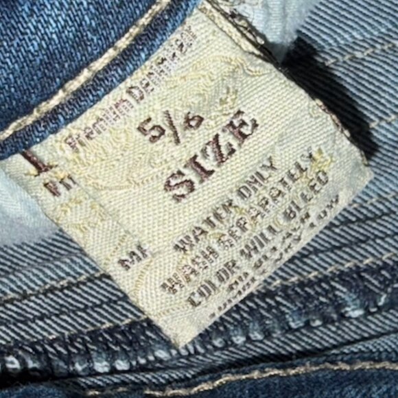 D-FUZ WOMEN SIZE 5 / 6 Skinny Jeans Mid Rise Jeweled Pockets Medium Blue No Hole - Picture 9 of 15